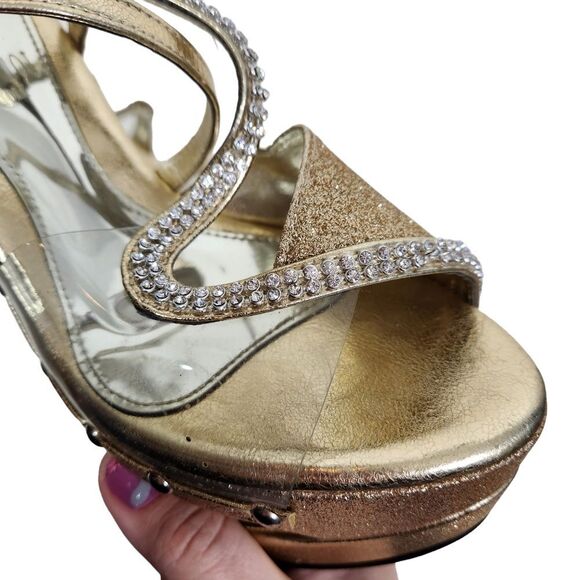 ZANG TOI Shoes Womens 6 36 Metallic Gold High‎ Heels Embellished Luxury Strappy - Picture 10 of 13